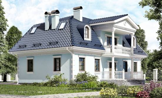 210-004-Л Проект двухэтажного дома мансардой, классический загородный дом из поризованных блоков Тольятти | Проекты домов от House Expert