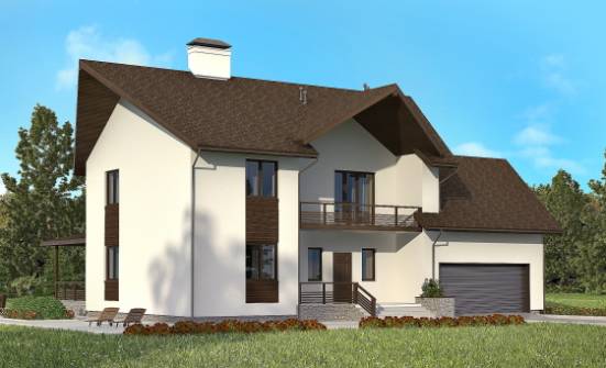 300-002-П Проект двухэтажного дома мансардой и гаражом, большой дом из пеноблока Тольятти | Проекты домов от House Expert