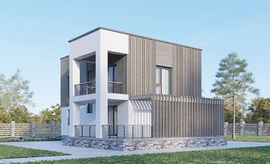 150-017-П Проект двухэтажного дома, современный коттедж из пеноблока Тольятти | Проекты домов от House Expert