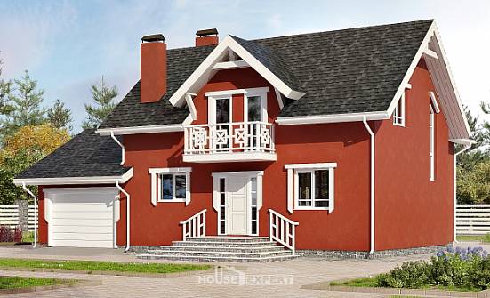 180-013-Л Проект двухэтажного дома с мансардным этажом и гаражом, простой домик из пеноблока Тольятти | Проекты домов от House Expert