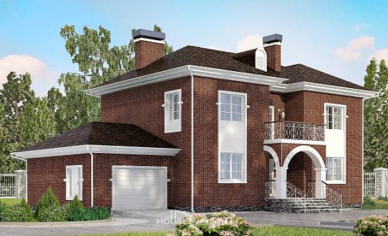 180-006-Л Проект двухэтажного дома, гараж, просторный загородный дом из кирпича Тольятти | Проекты домов от House Expert