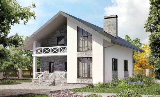 155-001-Л Проект двухэтажного дома мансардой и гаражом, скромный дом из арболита Тольятти | Проекты домов от House Expert