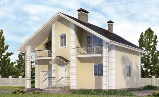 150-002-Л Проект двухэтажного дома мансардой и гаражом, компактный домик из блока Тольятти | Проекты домов от House Expert