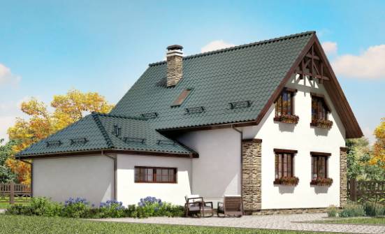 160-005-П Проект двухэтажного дома с мансардой, гараж, бюджетный домик из пеноблока Тольятти | Проекты домов от House Expert
