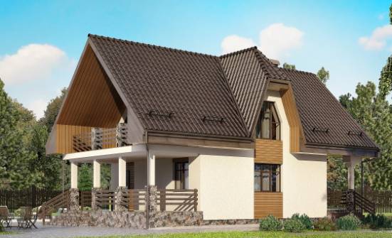 150-001-Л Проект двухэтажного дома с мансардным этажом, гараж, классический домик из газосиликатных блоков Тольятти | Проекты домов от House Expert