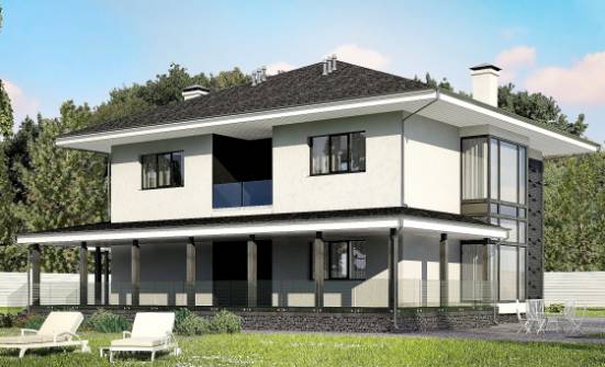 245-002-П Проект двухэтажного дома и гаражом, просторный дом из арболита Тольятти | Проекты домов от House Expert