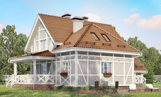 160-003-Л Проект двухэтажного дома мансардный этаж, скромный домик из бризолита Тольятти | Проекты домов от House Expert