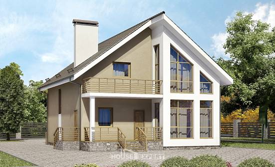 170-006-Л Проект двухэтажного дома с мансардным этажом, скромный загородный дом из газосиликатных блоков Тольятти | Проекты домов от House Expert