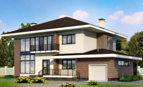 275-002-П Проект двухэтажного дома и гаражом, просторный коттедж из кирпича Тольятти | Проекты домов от House Expert