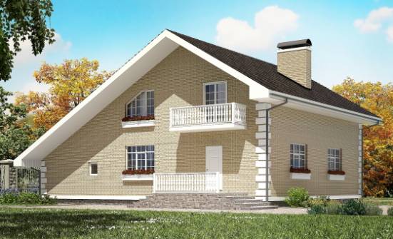 190-005-П Проект двухэтажного дома с мансардным этажом и гаражом, красивый дом из газобетона Тольятти | Проекты домов от House Expert