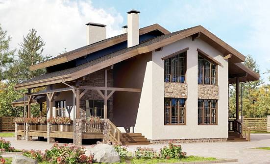 240-003-Л Проект двухэтажного дома с мансардой, современный домик из кирпича Тольятти | Проекты домов от House Expert
