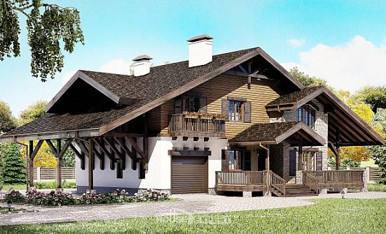 270-001-Л Проект двухэтажного дома с мансардой и гаражом, простой домик из кирпича Тольятти | Проекты домов от House Expert