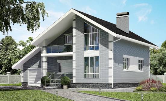 190-006-Л Проект двухэтажного дома с мансардой и гаражом, классический коттедж из бризолита Тольятти | Проекты домов от House Expert