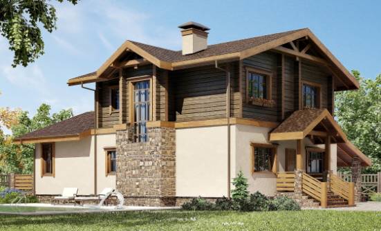 170-004-П Проект двухэтажного дома мансардный этаж, гараж, скромный домик из бризолита из бревен Тольятти | Проекты домов от House Expert