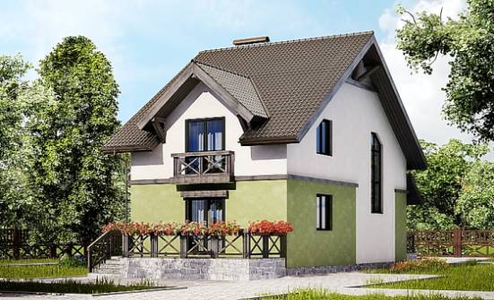 120-003-П Проект двухэтажного дома с мансардой, красивый коттедж из поризованных блоков Тольятти | Проекты домов от House Expert