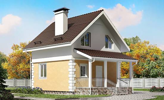 070-002-П Проект двухэтажного дома мансардой, компактный домик из газосиликатных блоков Тольятти | Проекты домов от House Expert