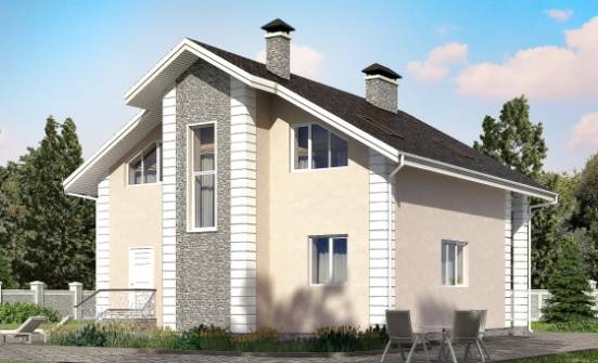 150-002-П Проект двухэтажного дома мансардный этаж и гаражом, небольшой дом из твинблока Тольятти | Проекты домов от House Expert