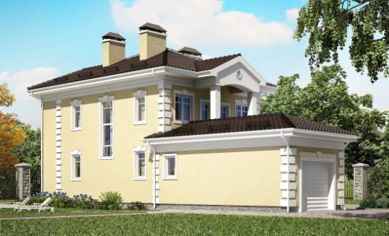 150-006-Л Проект двухэтажного дома, гараж, бюджетный домик из твинблока Тольятти | Проекты домов от House Expert