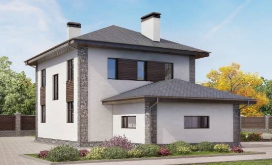 185-004-Л Проект двухэтажного дома, гараж, классический домик из пеноблока Тольятти | Проекты домов от House Expert
