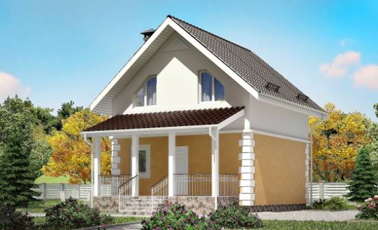 070-002-П Проект двухэтажного дома мансардой, компактный домик из газосиликатных блоков Тольятти | Проекты домов от House Expert