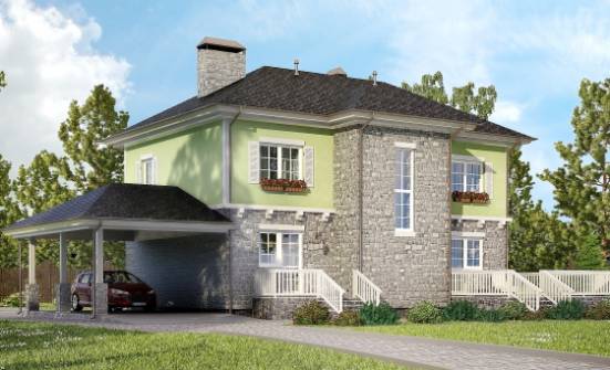 155-006-П Проект двухэтажного дома, гараж, бюджетный загородный дом из газобетона Тольятти | Проекты домов от House Expert
