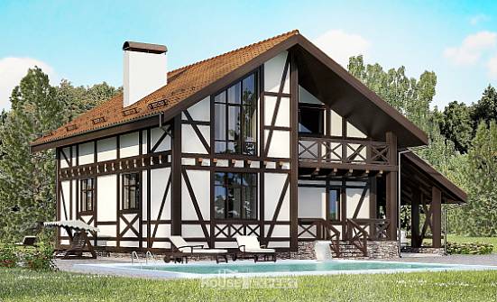 155-002-П Проект двухэтажного дома мансардой и гаражом, простой коттедж из газосиликатных блоков Тольятти | Проекты домов от House Expert