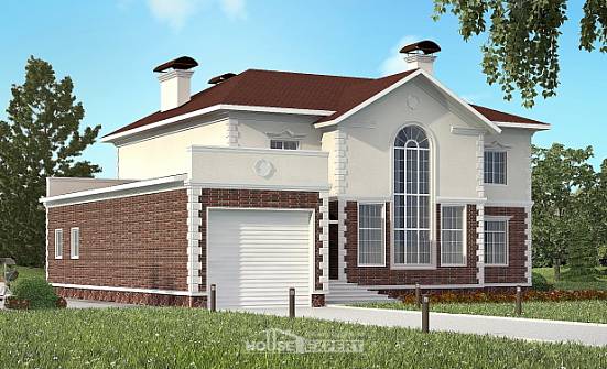 380-001-Л Проект двухэтажного дома и гаражом, большой дом из кирпича Тольятти | Проекты домов от House Expert