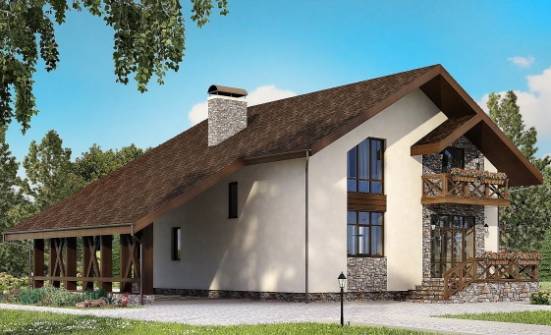 155-007-П Проект двухэтажного дома с мансардой и гаражом, экономичный загородный дом из пеноблока Тольятти | Проекты домов от House Expert