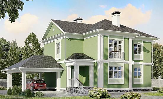 170-001-Л Проект двухэтажного дома, гараж, бюджетный коттедж из керамзитобетонных блоков Тольятти | Проекты домов от House Expert