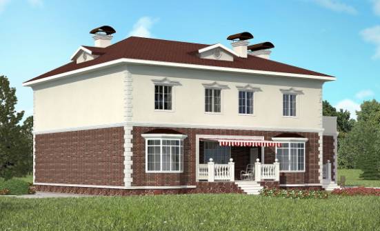380-001-Л Проект двухэтажного дома и гаражом, большой дом из кирпича Тольятти | Проекты домов от House Expert