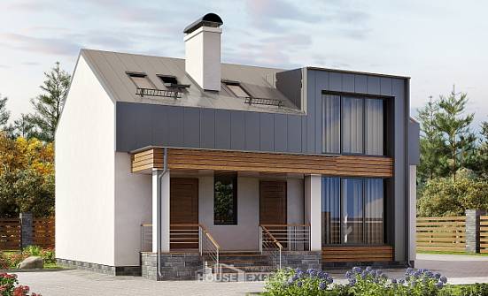 120-004-П Проект двухэтажного дома с мансардным этажом, доступный загородный дом из газосиликатных блоков Тольятти | Проекты домов от House Expert