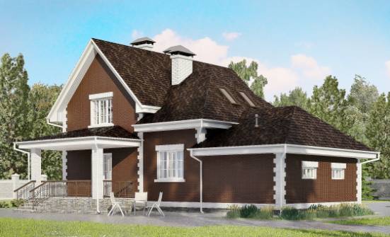190-003-Л Проект двухэтажного дома с мансардным этажом, гараж, красивый коттедж из теплоблока Тольятти | Проекты домов от House Expert