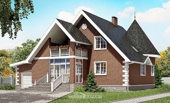 220-002-Л Проект двухэтажного дома мансардой, гараж, уютный загородный дом из керамзитобетонных блоков Тольятти | Проекты домов от House Expert