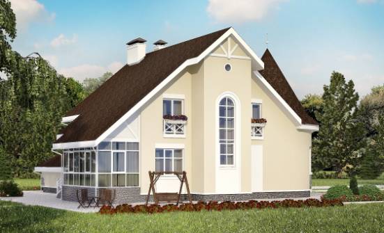 275-001-Л Проект двухэтажного дома с мансардой и гаражом, современный дом из кирпича Тольятти | Проекты домов от House Expert