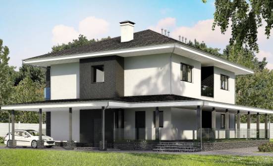 245-002-П Проект двухэтажного дома и гаражом, просторный дом из арболита Тольятти | Проекты домов от House Expert