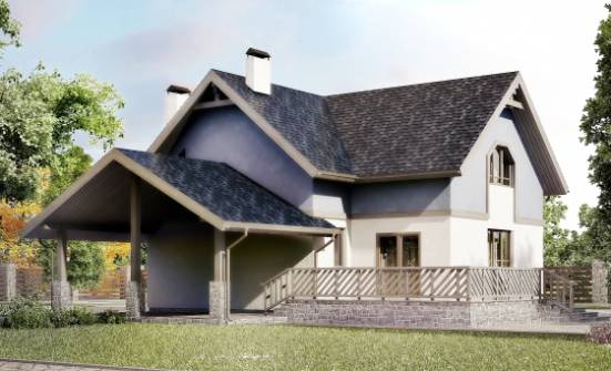 150-011-П Проект двухэтажного дома с мансардой, гараж, красивый домик из газосиликатных блоков Тольятти | Проекты домов от House Expert