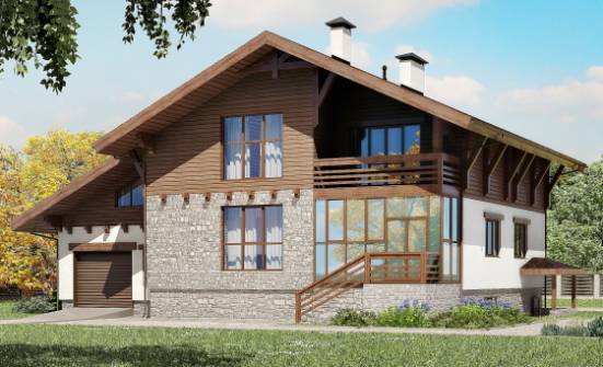 420-001-П Проект трехэтажного дома мансардой и гаражом, современный загородный дом из кирпича Тольятти | Проекты домов от House Expert