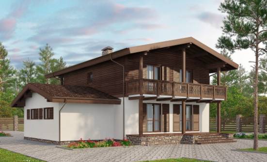 180-018-Л Проект двухэтажного дома с мансардой, гараж, небольшой загородный дом из керамзитобетонных блоков Тольятти | Проекты домов от House Expert