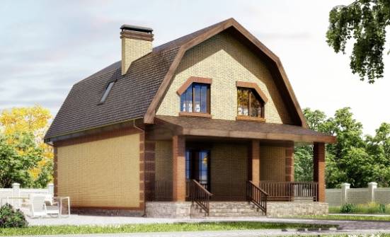 130-005-Л Проект двухэтажного дома с мансардным этажом, компактный загородный дом из блока Тольятти | Проекты домов от House Expert