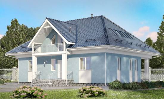 200-002-П Проект двухэтажного дома мансардный этаж, просторный домик из твинблока Тольятти | Проекты домов от House Expert