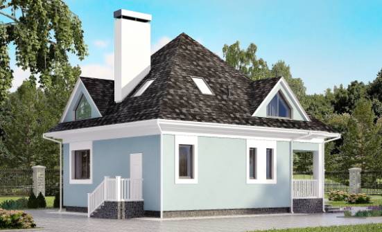 110-001-Л Проект двухэтажного дома с мансардным этажом, бюджетный коттедж из пеноблока Тольятти | Проекты домов от House Expert
