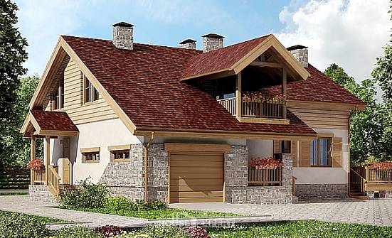 165-002-П Проект двухэтажного дома с мансардным этажом, гараж, экономичный домик из твинблока Тольятти | Проекты домов от House Expert