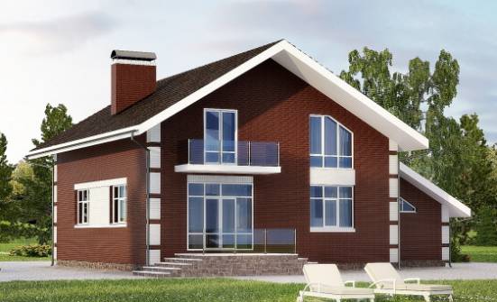 180-001-Л Проект двухэтажного дома мансардный этаж, гараж, бюджетный коттедж из блока Тольятти | Проекты домов от House Expert