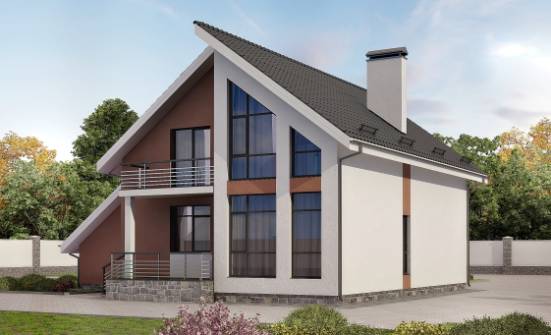 200-007-П Проект двухэтажного дома с мансардным этажом, гараж, уютный дом из бризолита Тольятти | Проекты домов от House Expert