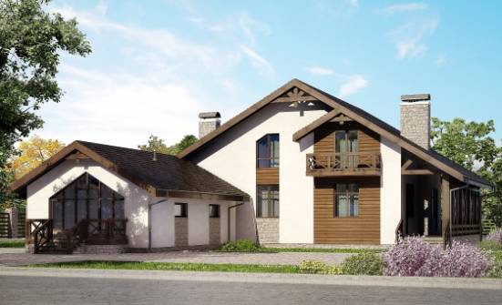 265-001-П Проект двухэтажного дома с мансардным этажом, гараж, классический коттедж из твинблока Тольятти | Проекты домов от House Expert
