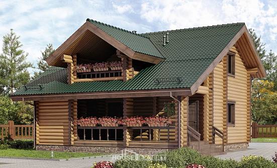 110-005-П Проект двухэтажного дома мансардой, уютный дом из бревен Тольятти | Проекты домов от House Expert