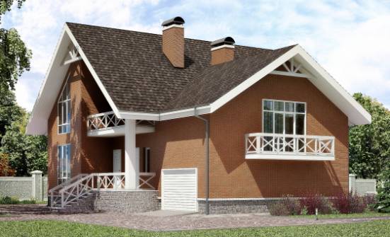 215-001-П Проект двухэтажного дома мансардный этаж и гаражом, красивый загородный дом из пеноблока Тольятти | Проекты домов от House Expert