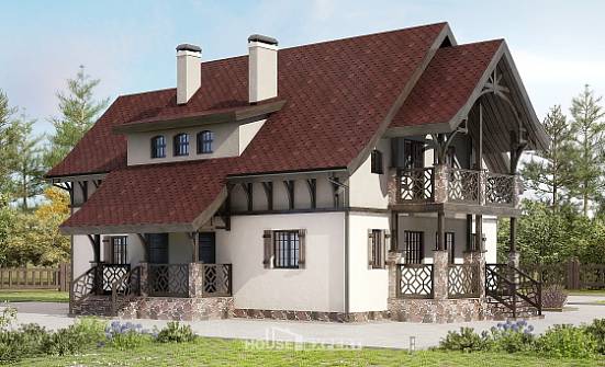 180-014-П Проект двухэтажного дома с мансардным этажом, классический дом из пеноблока Тольятти | Проекты домов от House Expert