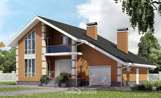 190-006-П Проект двухэтажного дома с мансардой и гаражом, простой домик из газобетона Тольятти | Проекты домов от House Expert