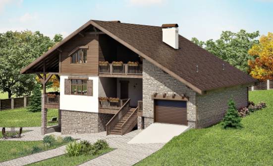 300-003-П Проект трехэтажного дома мансардой и гаражом, просторный дом из кирпича Тольятти | Проекты домов от House Expert